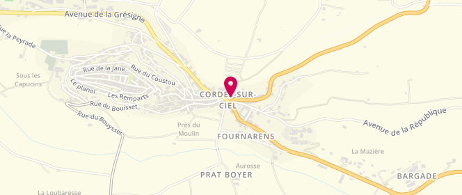 Plan de Carrefour Express, 13 Place de la Bouteillerie, 81170 Cordes-sur-Ciel