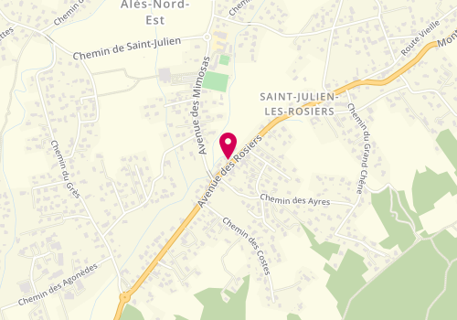 Plan de Chez Batou, 595 avenue des Rosiers, 30340 Saint-Julien-les-Rosiers