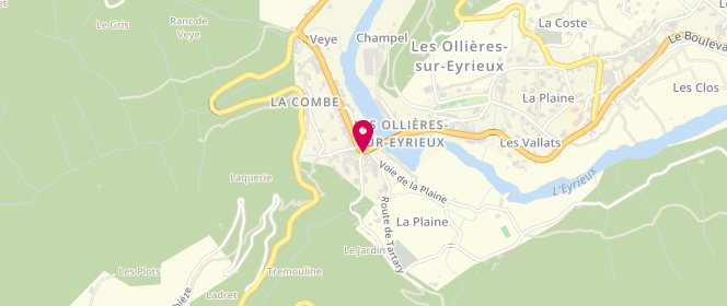 Plan de Boulangerie Pâtisserie RISSOAN Brice et LAETITIA, 4 Place du Temple, 07360 Les Ollières-sur-Eyrieux