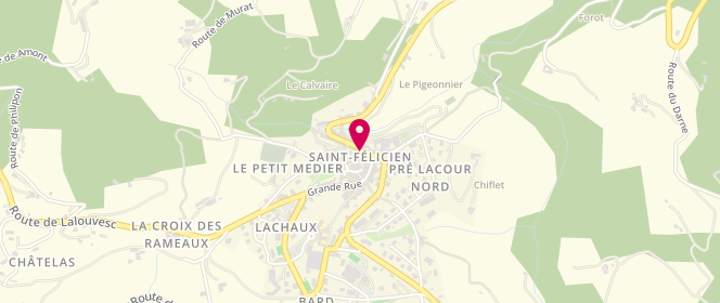 Plan de Aux Délices Ardéchois, Place Hôtel de Ville, 07410 Saint-Félicien