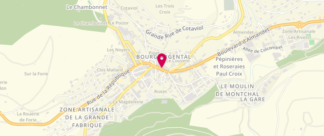 Plan de Artisan Boulanger Pâtissier Lorrain, 15 Rue Cardinal Donnet, 42220 Bourg-Argental