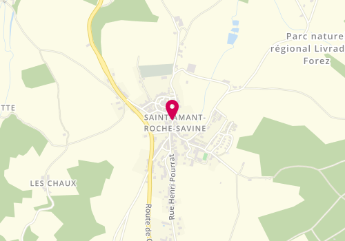 Plan de Boulangerie Patisserie Flouret, 9 Rue Jean Antoine Pourtier, 63890 Saint-Amant-Roche-Savine