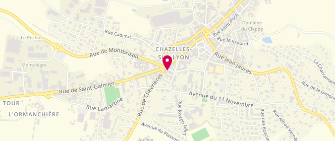 Plan de Le Fournil d'Aurélien, 1 Rue de Chevrières, 42140 Chazelles-sur-Lyon