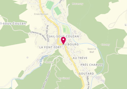 Plan de Boulangerie Pâtisserie Delorme, Le Bourg, 42890 Sail-sous-Couzan