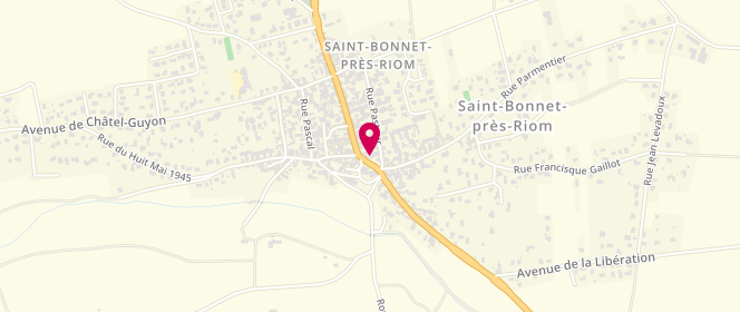 Plan de Boulangerie Moulin de Paiou, 11 place de la République, 63200 Saint-Bonnet-près-Riom