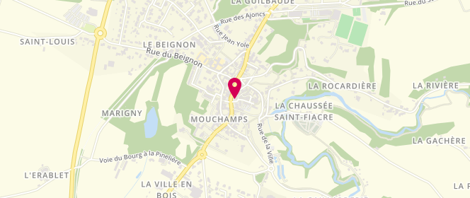 Plan de Boulangerie Pâtisserie Boisseau, 1 Rue de l'Église, 85640 Mouchamps