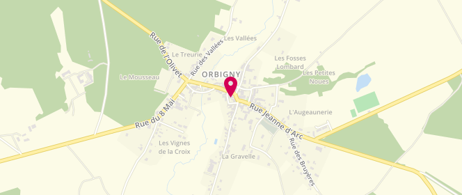 Plan de Aux Délices d'Orbigny, 1 Place de la Carroi, 37460 Orbigny