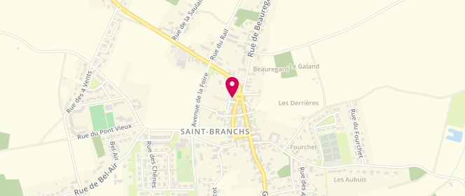 Plan de Boulangerie Patisserie Gillier, 14 place du 11 Novembre, 37320 Saint-Branchs