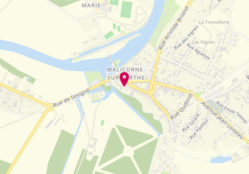 Plan de Tartines & Gourmandises, 2 Place Thiers, 72270 Malicorne-sur-Sarthe