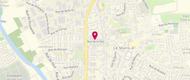 Plan de Les frères ô Fournil, 11 Rue de la Paix, 72190 Coulaines