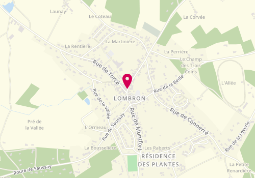 Plan de Boulangerie-Pâtisserie Lagoutte, 1 Rue de la Chapelle Saint Rémy, 72450 Lombron