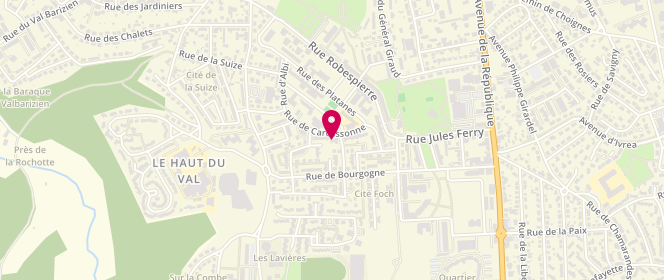 Plan de Boulangerie Pâtisserie ROZE, 14 Rue de Carcassonne, 52000 Chaumont