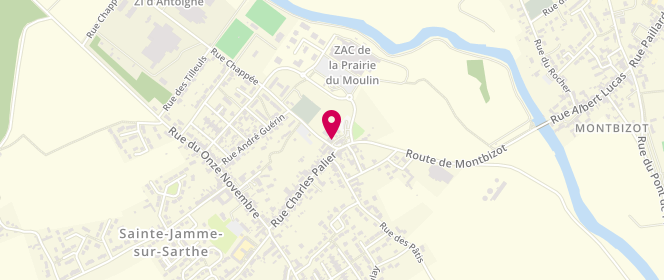 Plan de Boulangerie Pâtisserie Mouette, 3 place de l'Église, 72380 Sainte-Jamme-sur-Sarthe