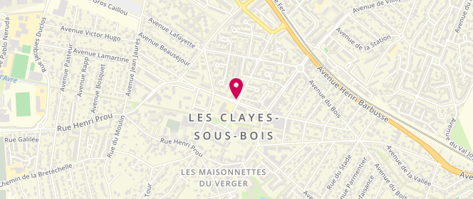 Plan de Boulangerie-Traiteur-Pizzeria Les Saveurs des Clayes, 13 avenue Jules Ferry, 78340 Les Clayes-sous-Bois