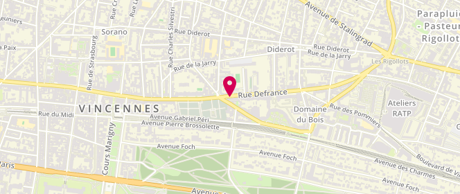 Plan de Aux Délices des Amis, 4 Rue Defrance, 94300 Vincennes