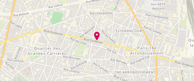 Plan de L'Atelier des Gourmandises, 106 Rue Ordener, 75018 Paris
