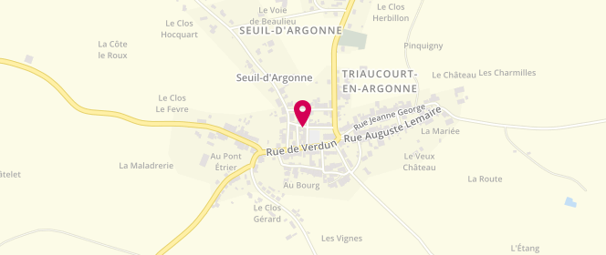 Plan de Boulangerie Pâtisserie Lemoine, 1 place Lucien Poincaré, 55250 Seuil-d'Argonne
