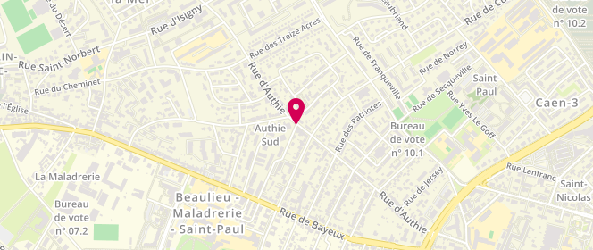 Plan de Carrefour Express, 93 Rue d'Authie, 14000 Caen