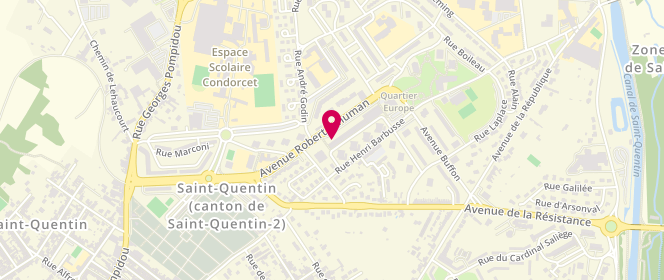 Plan de Boulangerie Pâtisserie Europe, 44 avenue Robert Schuman, 02100 Saint-Quentin