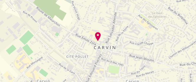 Plan de Boulangerie Patisserie Caradeuc, 8 Place Jean Jaurès, 62220 Carvin